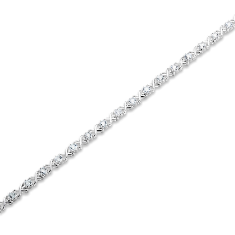 Main Image 2 of Aquamarine Line Bracelet Sterling Silver 7.25&quot;