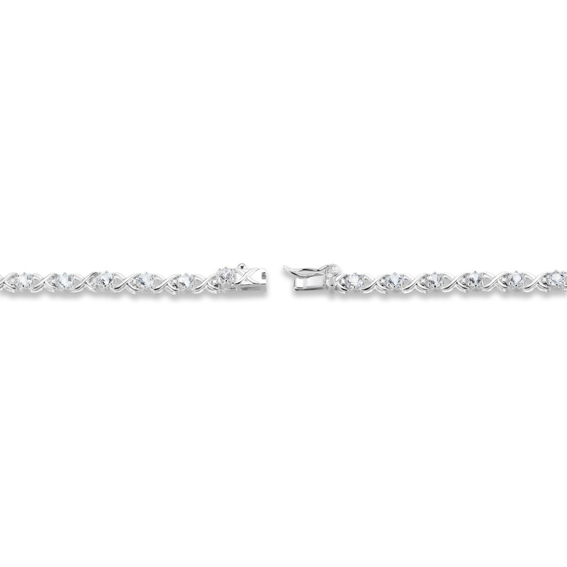 Main Image 3 of Aquamarine Line Bracelet Sterling Silver 7.25&quot;