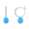 Thumbnail Image 2 of Blue Lab-Created Opal & White Lab-Created Sapphire Sphere Earrings Sterling Silver