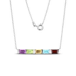 Multi-Stone Diamond Necklace 1/20 ct tw Round-cut Sterling Silver 18"