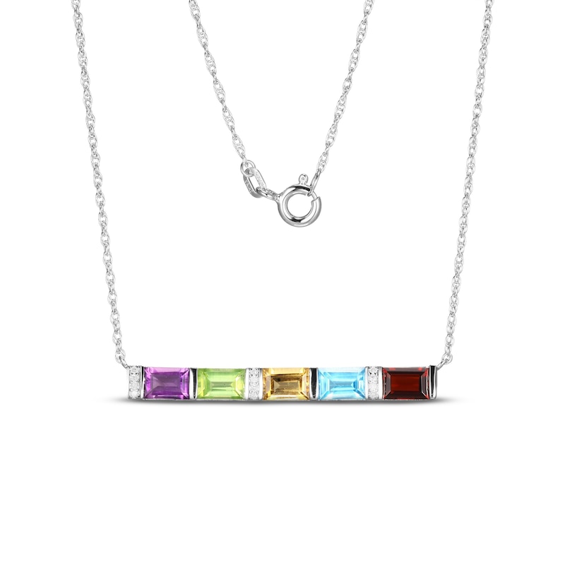 Main Image 1 of Multi-Stone Diamond Necklace 1/20 ct tw Round-cut Sterling Silver 18&quot;