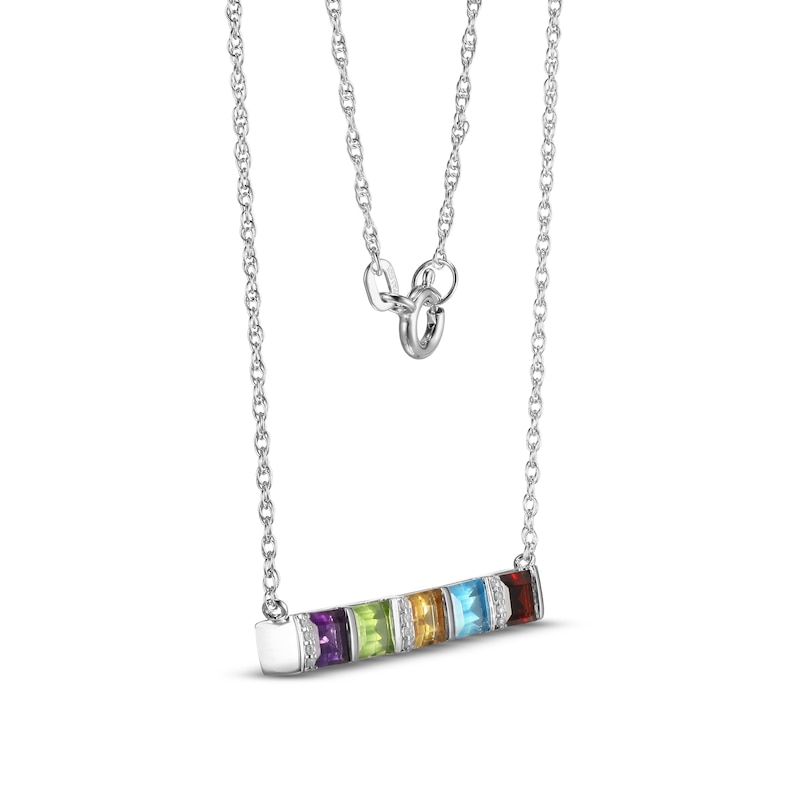 Main Image 2 of Multi-Stone Diamond Necklace 1/20 ct tw Round-cut Sterling Silver 18&quot;