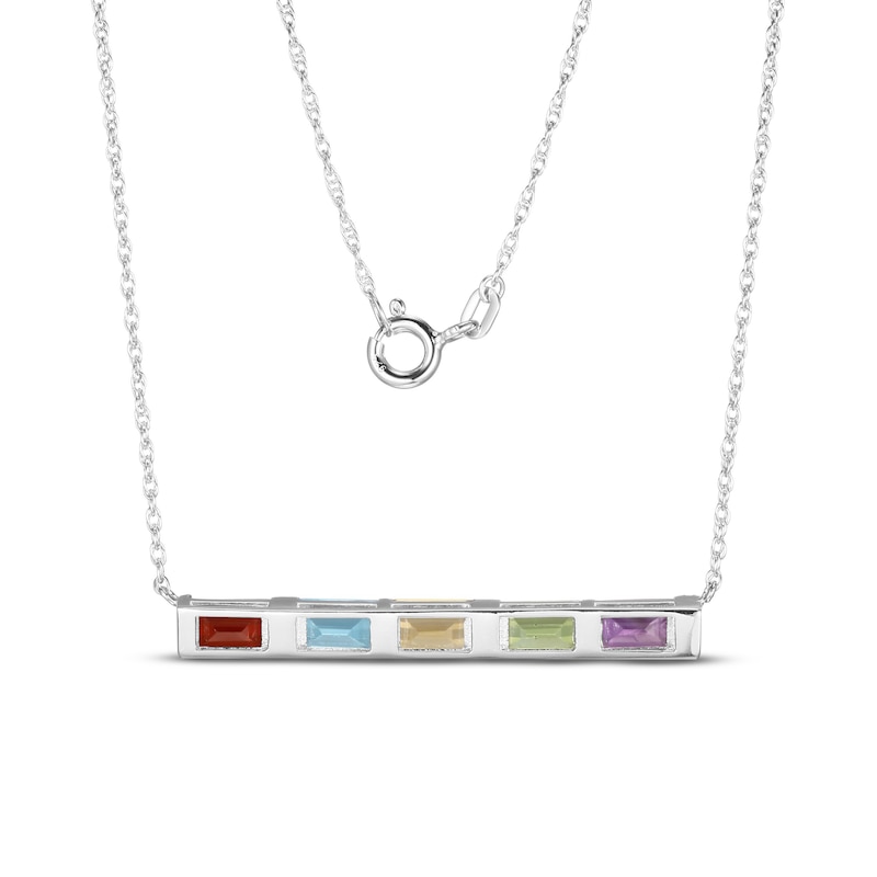 Main Image 3 of Multi-Stone Diamond Necklace 1/20 ct tw Round-cut Sterling Silver 18&quot;
