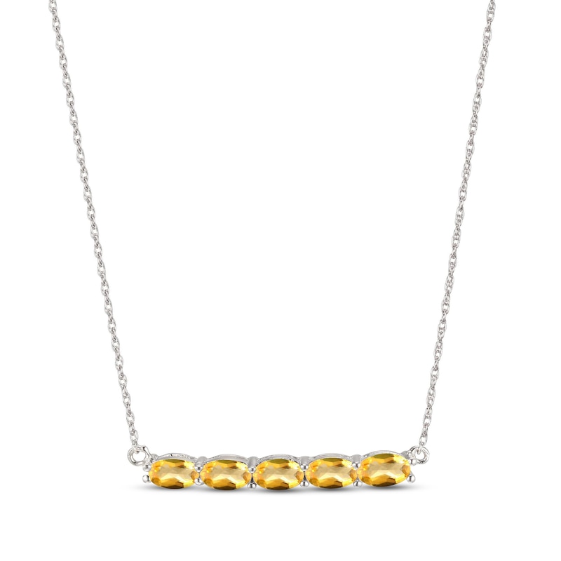 Main Image 1 of Citrine Bar Necklace Sterling Silver 18&quot;
