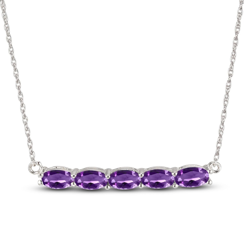 Main Image 1 of Amethyst Bar Necklace Sterling Silver 18&quot;