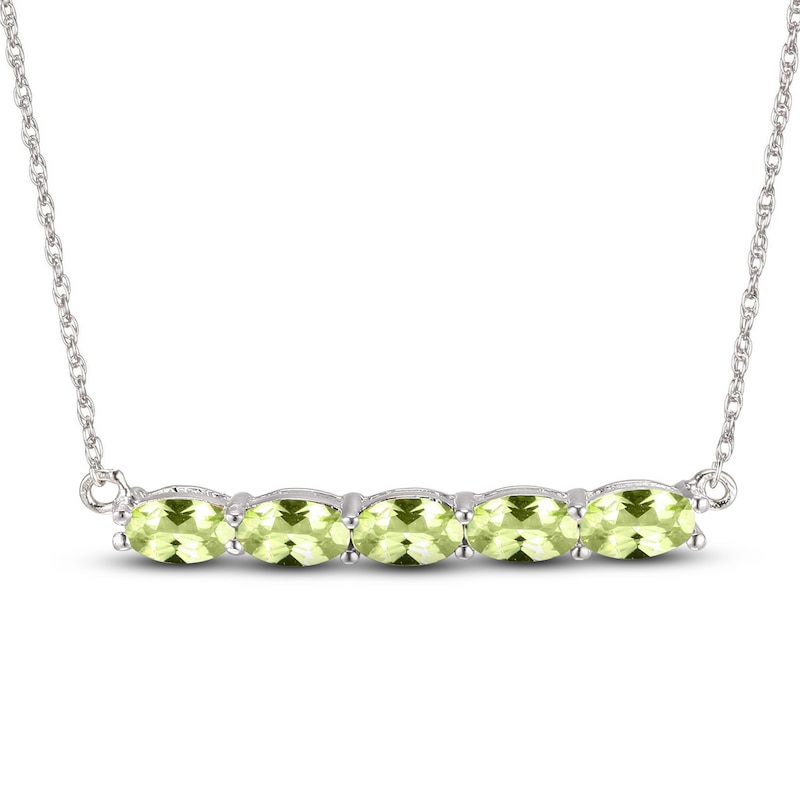 Main Image 1 of Peridot Bar Necklace Sterling Silver 18&quot;
