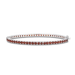 Garnet Bangle Bracelet Sterling Silver 7.25"