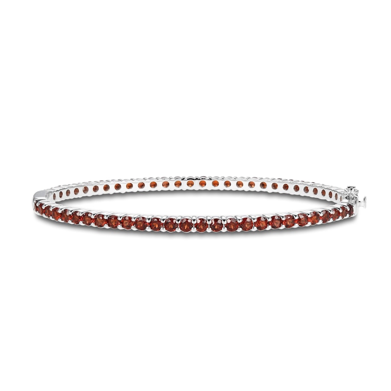 Main Image 1 of Garnet Bangle Bracelet Sterling Silver 7.25&quot;