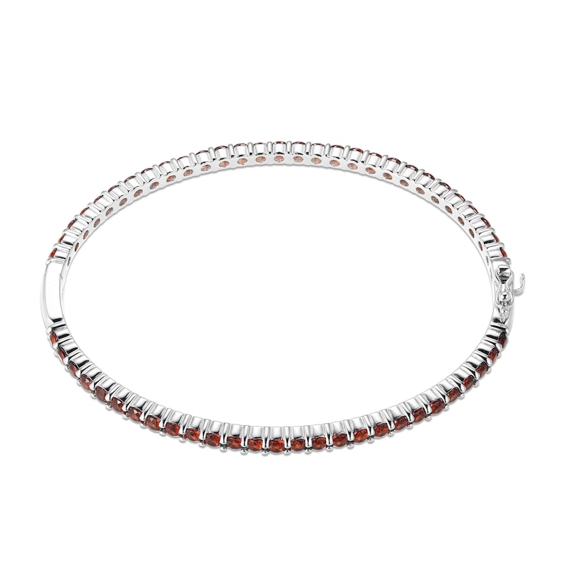 Main Image 3 of Garnet Bangle Bracelet Sterling Silver 7.25&quot;