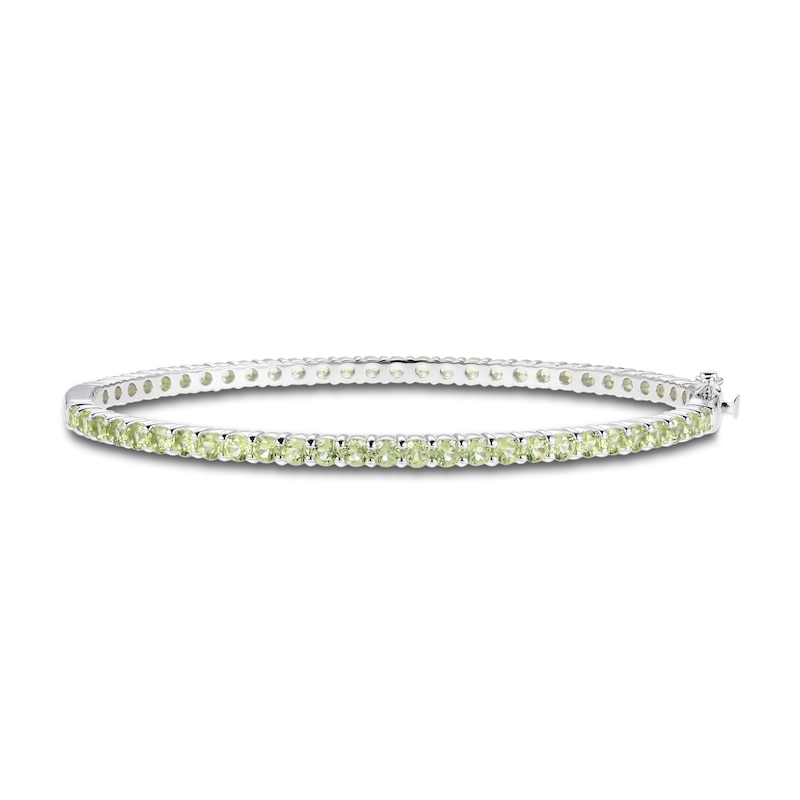 Peridot Bangle Bracelet Sterling Silver 7.25"