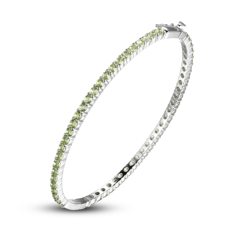 Peridot Bangle Bracelet Sterling Silver 7.25"