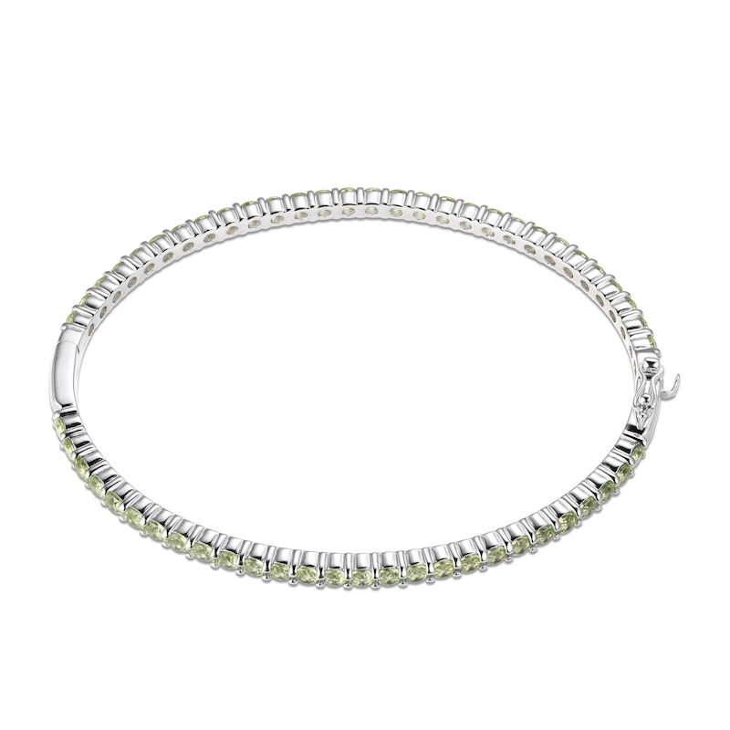 Peridot Bangle Bracelet Sterling Silver 7.25"