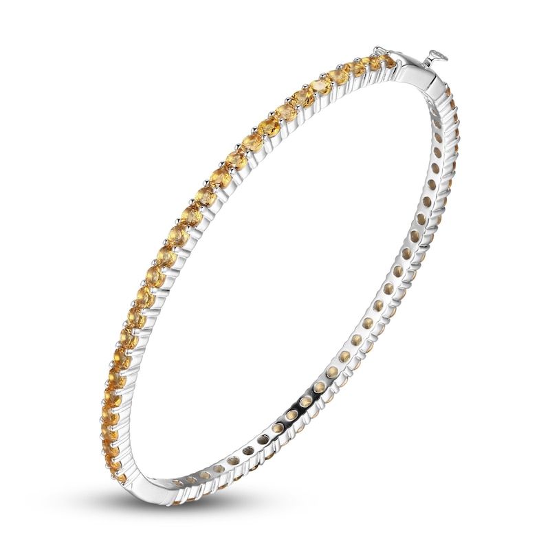 Citrine Bangle Bracelet Sterling Silver 7.25"