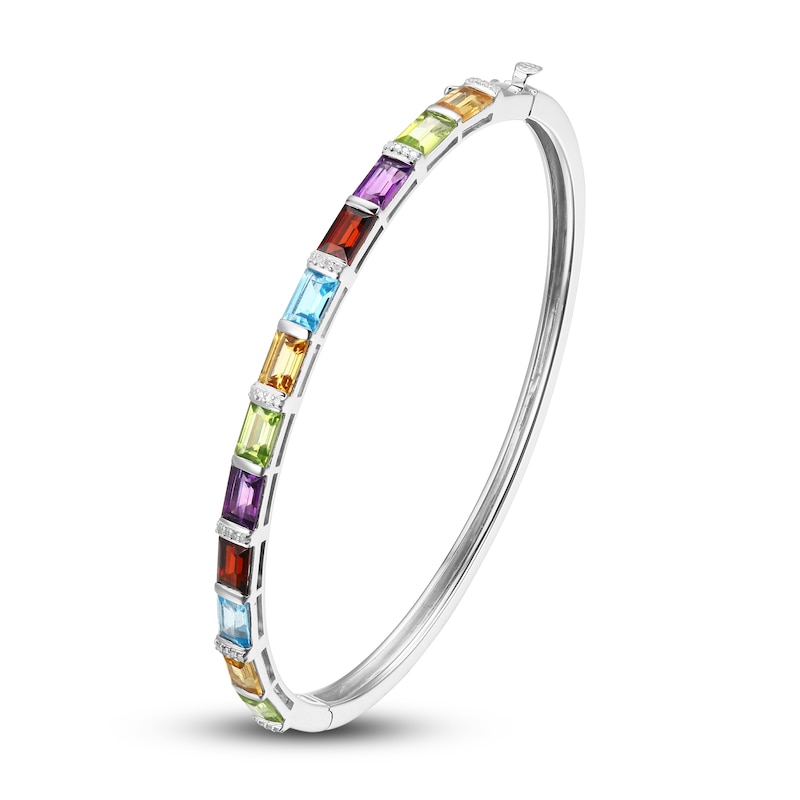 Main Image 2 of Multi-Stone Diamond Bracelet 1/10 ct tw Round-cut Sterling Silver 7.25&quot;