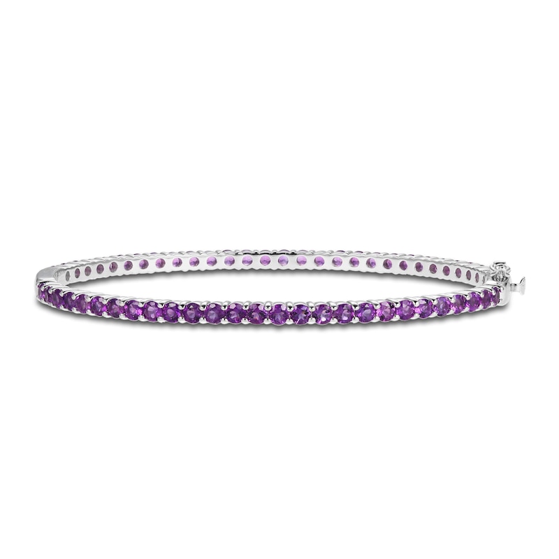 Main Image 1 of Amethyst Bangle Bracelet Sterling Silver 7.25&quot;
