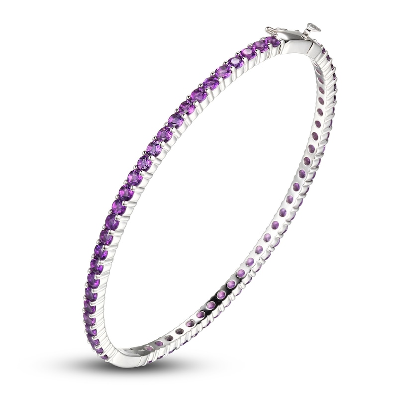 Amethyst Bangle Bracelet Sterling Silver 7.25"