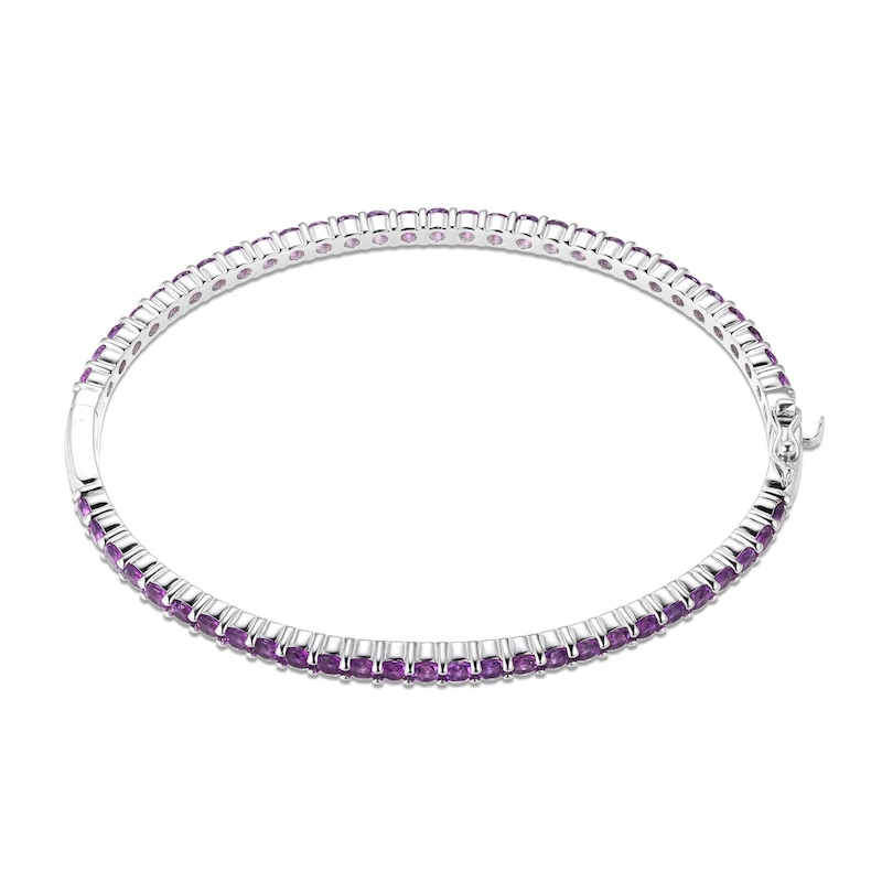 Main Image 3 of Amethyst Bangle Bracelet Sterling Silver 7.25&quot;