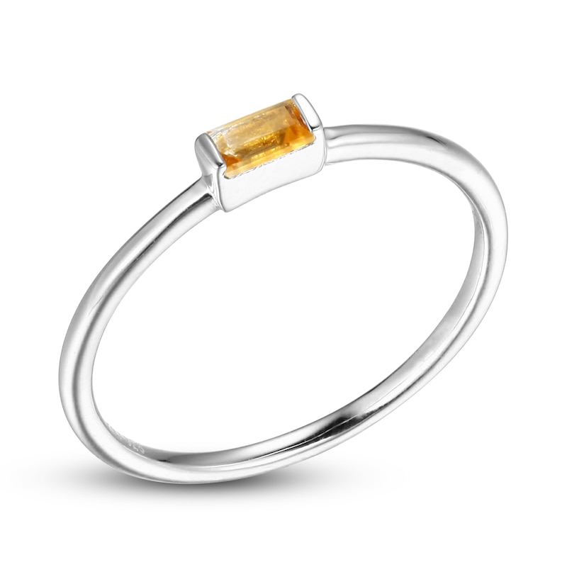 Citrine Baguette Ring Sterling Silver