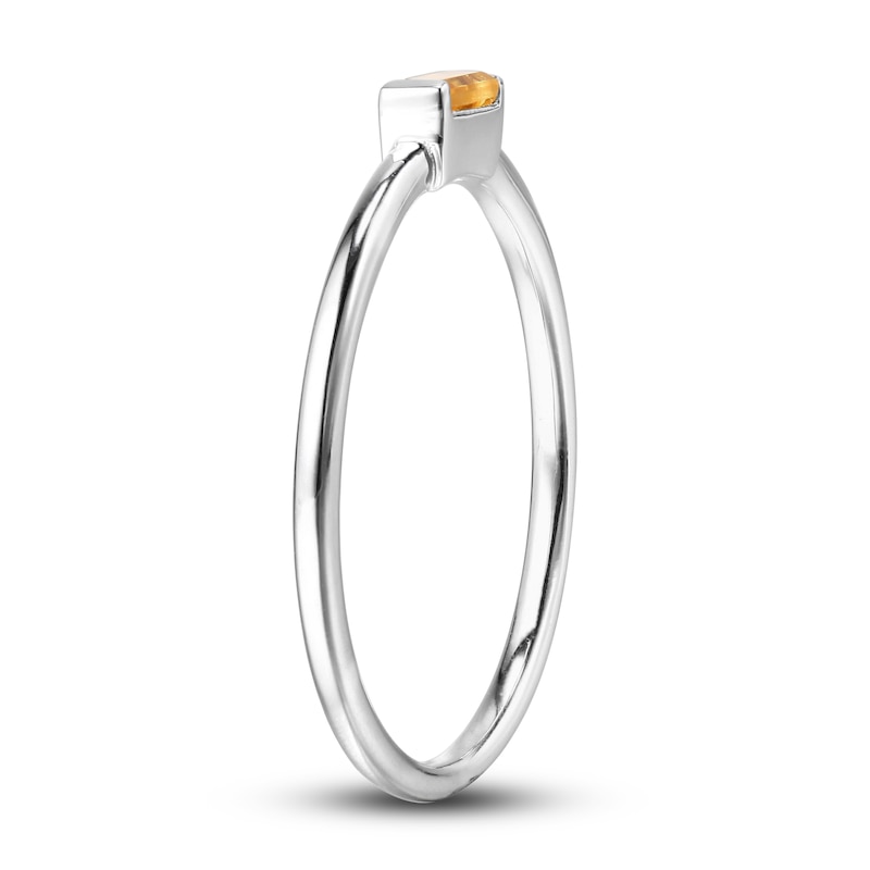 Citrine Baguette Ring Sterling Silver