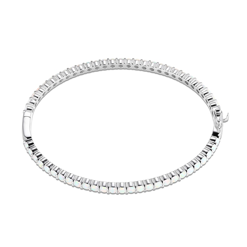 Main Image 2 of Lab-Created Opal Bangle Bracelet Sterling Silver 7.25&quot;