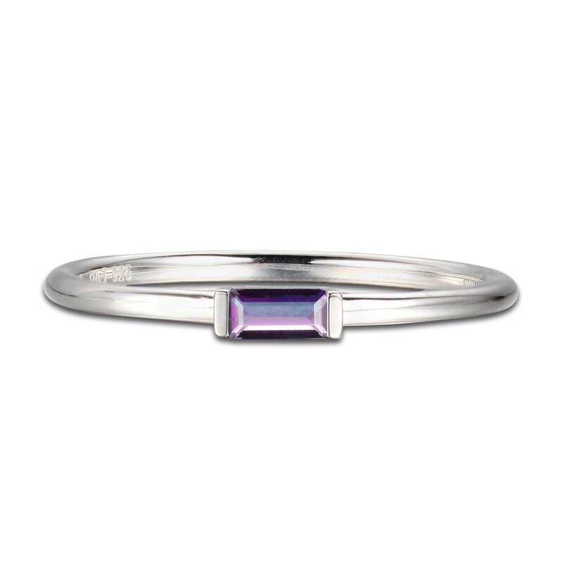 Main Image 2 of Amethyst Baguette Ring Sterling Silver