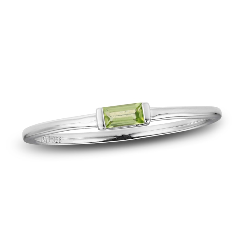 Peridot Baguette Ring Sterling Silver