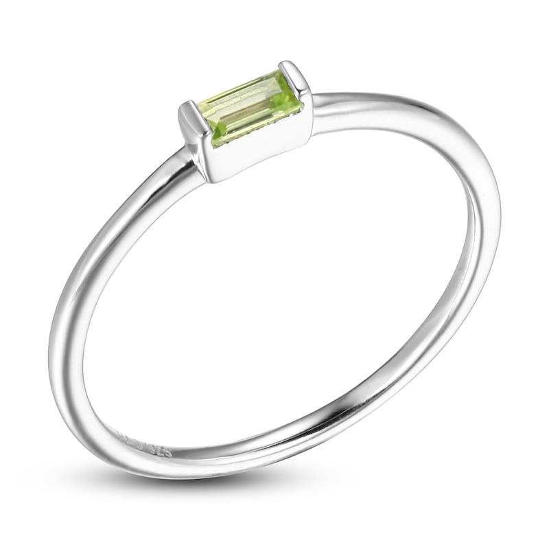 Peridot Baguette Ring Sterling Silver