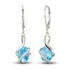 Thumbnail Image 2 of Swiss Blue Topaz & White Lab-Created Sapphire Wrap Earrings 10K White Gold