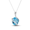 Thumbnail Image 1 of Swiss Blue Topaz & White Lab-Created Sapphire Wrap Necklace 10K White Gold 18&quot;