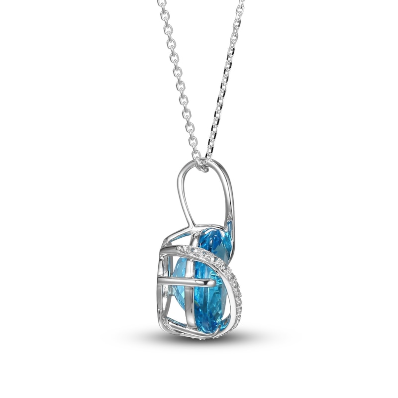 Main Image 2 of Swiss Blue Topaz & White Lab-Created Sapphire Wrap Necklace 10K White Gold 18&quot;