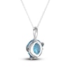 Swiss Blue Topaz & White Lab-Created Sapphire Wrap Necklace 10K White Gold 18"