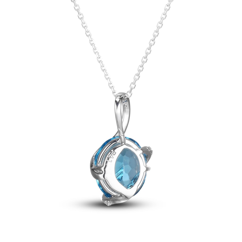 Main Image 3 of Swiss Blue Topaz & White Lab-Created Sapphire Wrap Necklace 10K White Gold 18&quot;