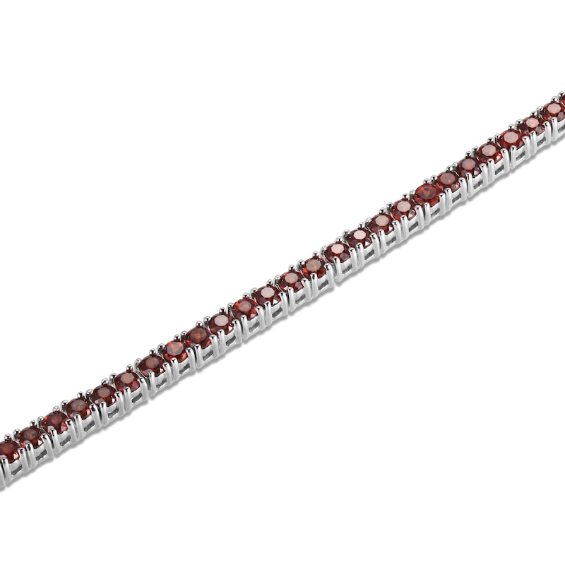 Main Image 2 of Garnet Line Bracelet Sterling Silver 7.25&quot;