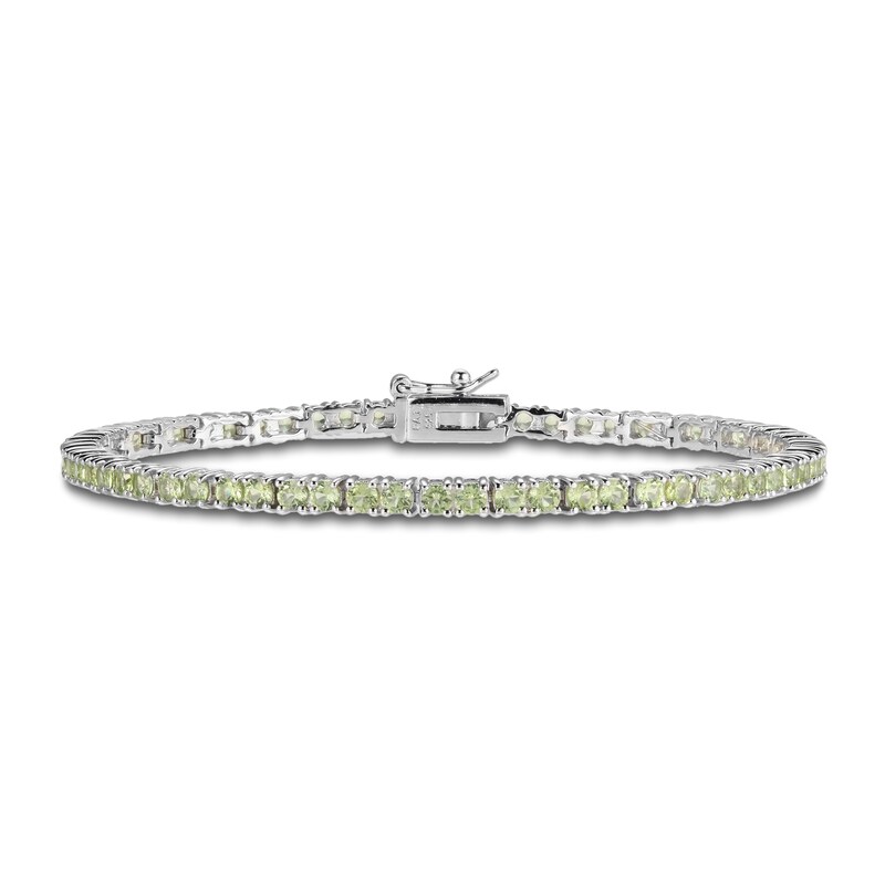 Main Image 1 of Peridot Line Bracelet Sterling Silver 7.25&quot;