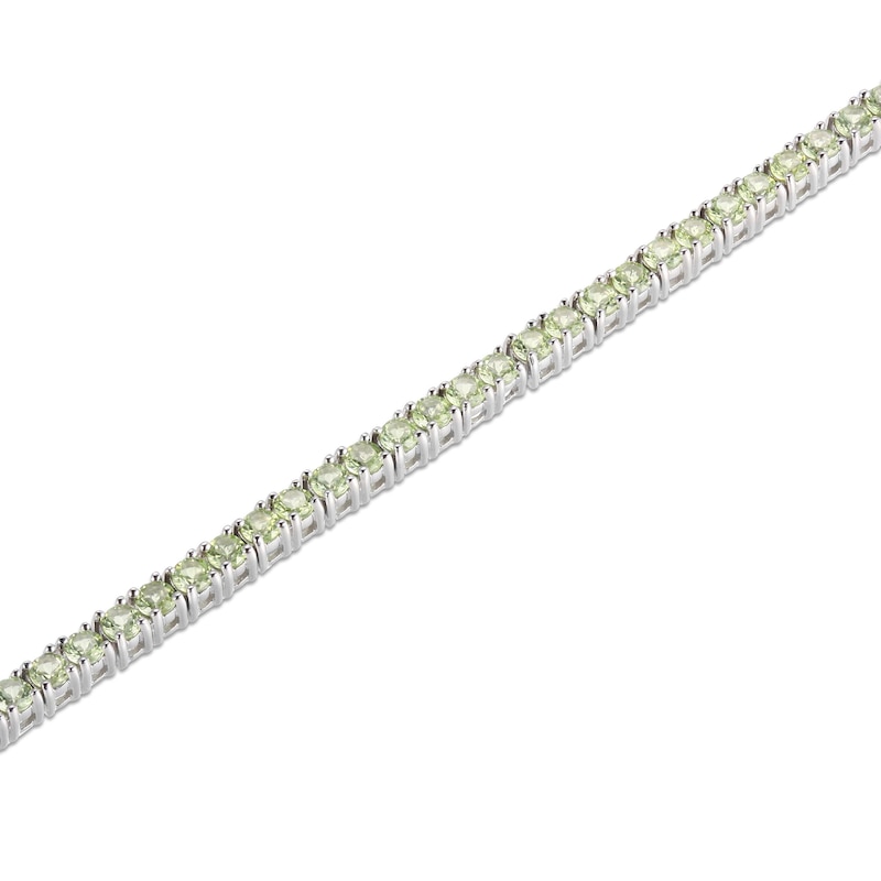 Main Image 2 of Peridot Line Bracelet Sterling Silver 7.25&quot;