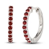 Thumbnail Image 1 of Garnet Dainty Hoop Earrings Sterling Silver