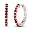 Thumbnail Image 0 of Garnet Dainty Hoop Earrings Sterling Silver