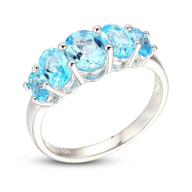 Main Image 2 of Swiss Blue Topaz Five-Stone Ring Sterling Silver