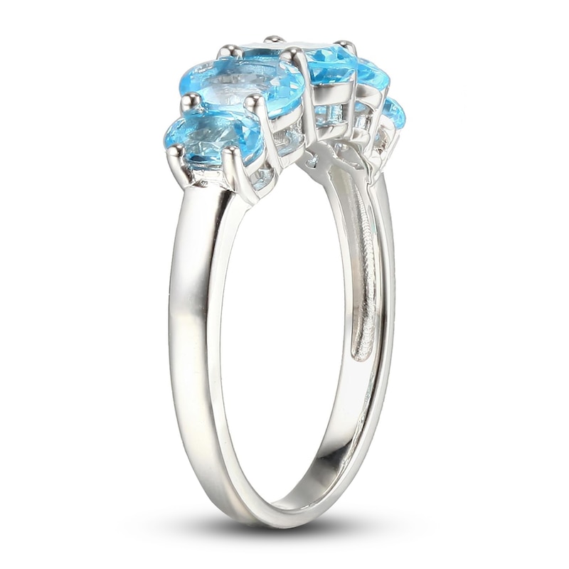 Main Image 3 of Swiss Blue Topaz Five-Stone Ring Sterling Silver