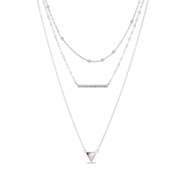 Amethyst Layered Necklace Sterling Silver 21"