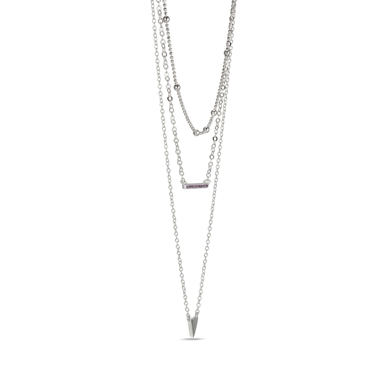 Main Image 2 of Amethyst Layered Necklace Sterling Silver 21&quot;