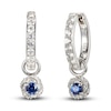 Thumbnail Image 3 of Lab-Created Emerald, Lab-Created Ruby, Blue & White Lab-Created Sapphire Huggie Earrings Set Sterling Silver