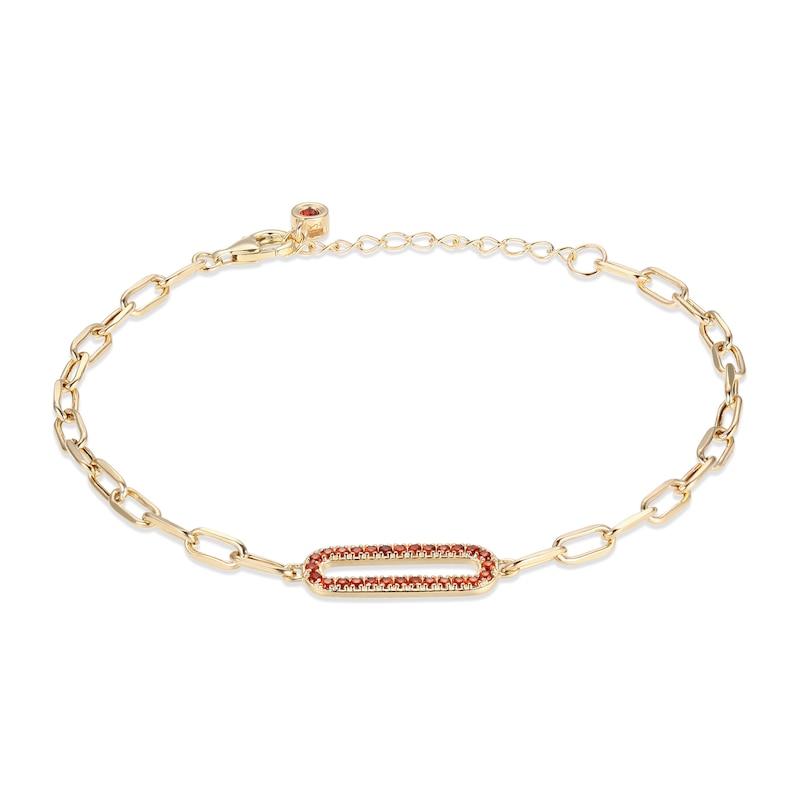 Main Image 1 of Garnet Bracelet 10K Yellow Gold 7.75&quot;