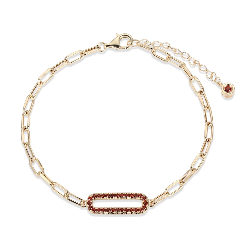 Main Image 2 of Garnet Bracelet 10K Yellow Gold 7.75&quot;