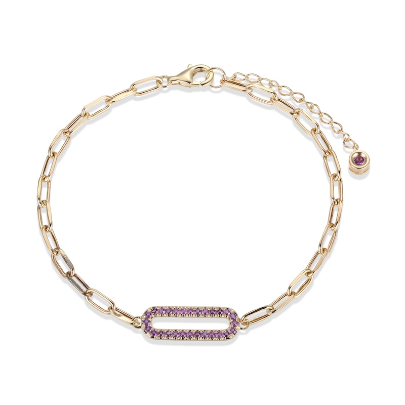 Main Image 1 of Amethyst Bracelet 10K Yellow Gold 7.75&quot;