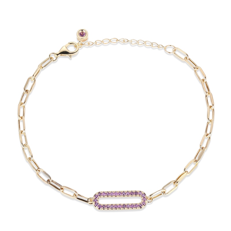 Main Image 2 of Amethyst Bracelet 10K Yellow Gold 7.75&quot;