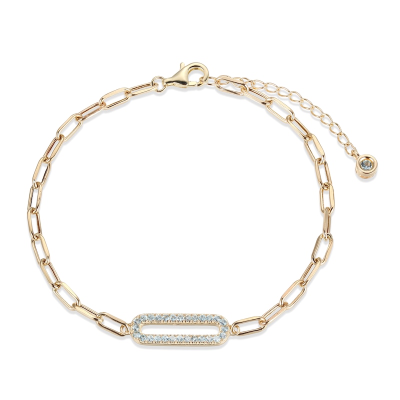 Main Image 2 of Swiss Blue Topaz Bracelet 10K Yellow Gold 7.75&quot;