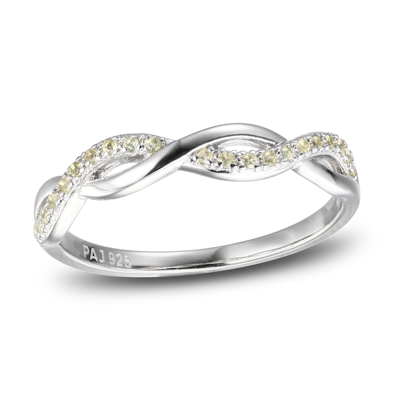 Main Image 1 of Peridot Dainty Criss Cross Ring Sterling Silver