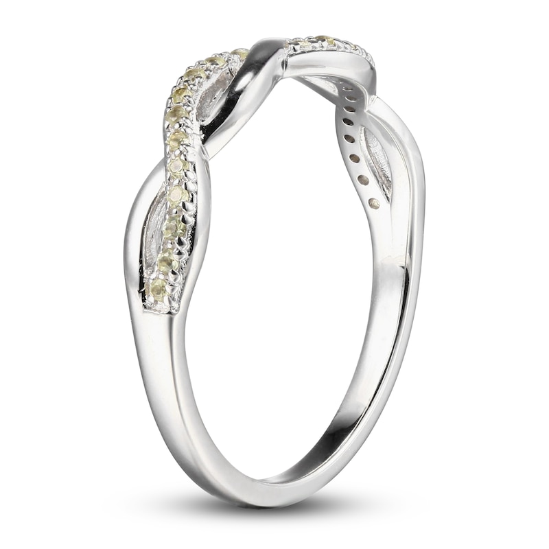 Main Image 2 of Peridot Dainty Criss Cross Ring Sterling Silver