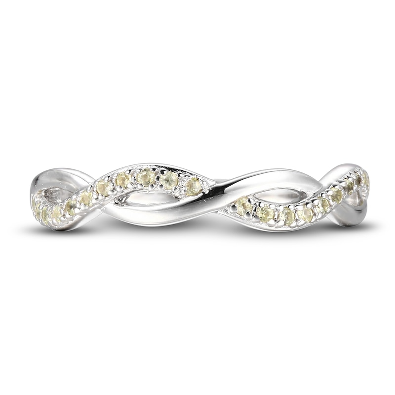 Main Image 3 of Peridot Dainty Criss Cross Ring Sterling Silver